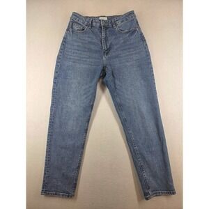 HM Womens High Waisted Mom Jeans Medium Wash Blue Tapered Leg Size 6